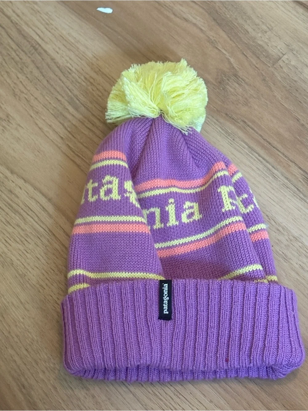 Patagonia Bright Purple Pom Beanie